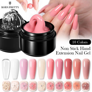 BORN PRETTY 10pcs/set 15ml Non Stick Hand Extension Nail UV Gel Carving Flower Nail Shaping Nail Extension Pink Nude Solid Nail Art Polish