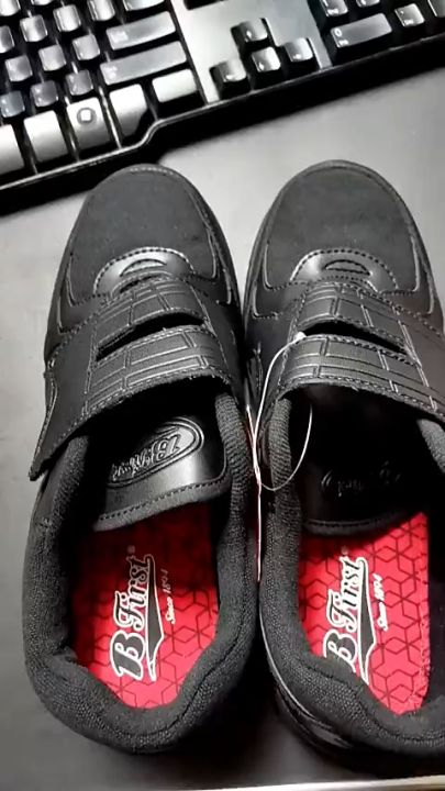 Bata B First Kasut Sekolah Hitam Sekolah Rendah Pvc Canvas Bata B