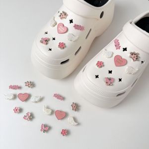 14Pcs Crocs Jibbitz Charms Cute Butterfly Wings and Diamond Crown Shoes Buckle Decoration for Crocs