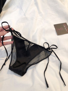 กางเกงชั้นในลูกไม้เซ็กซี่สไตล์ฝรั่งเศสสำหรับผู้หญิง 2025 กางเกงชั้นในผ้าไนลอนเอวต่ำ ทรงสามเหลี่ยม ด้านข้างเปิดได้ 2 ด้าน