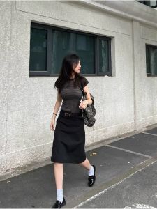 White Skirt Womens Plus Size High Waist A- line Midi Skirt Slim Looking One-Step Hip Skirt Cover Casual Easiest for Match Midi Skirt