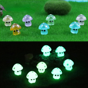 Colorful Glowing Tiny Mushrooms Mini Figurines Miniature Mushroom Statue Decor For Glowing In The Dark Fairy Garden Ornament