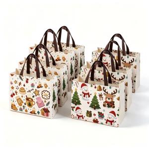 4/8 Chiếc Ông Già Noel Túi Tote Có Thể Gập Lại Quà Tặng Giáng Sinh Giá Đỡ Nhựa Chắc Chắn Chất Lượng Cao Dung Lượng Cao Cho Ngày Lễ Tặng Quà
