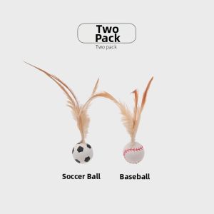 Bouncing Ball with Feathers For Cat Entertainment and Exercise