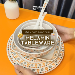 RISSHIN Piring Mangkuk Sendok Motif Bohemian B 100% Melamin Food Grade Awet Kuat Tahan Panas SNI