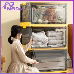 MEIDA กล่องเก็บ กล่องเก็บ พับ พร้อมฝาปิด ลังพลาสติก ช่องเก็บ แข็งแรง กล่องพลาสติก ล้อ เก็บกล่อง มือวาง กล่องเก็บ กล่องเก็บ ราคาล่าสุด