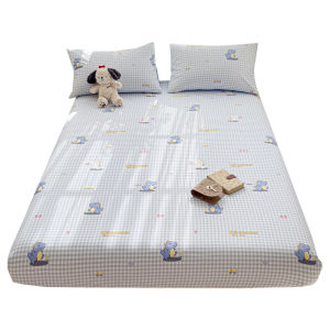 Blue Bed Sheet Set 100% Cotton Dachshund Dog Fitted Sheet Sets donut Pillowcase Dinosaur Astronaut Single Queen King