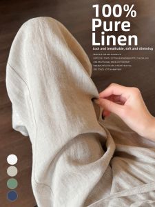 100% Linen High Waist Wide Leg Pants Summer Style