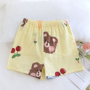 INS Summer Thin Pure Cotton Gauze Home Pants Shorts Sweet Cartoon Bear Loose High Waist All Cotton Short Pyjama Trousers Female