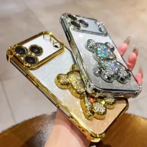 Glitter Bear Stand Case for Xiaomi Mi 17T M17T Mi17T Mi17TPr POCO X8 Pro Max X8Pro Shockproof Bracket Stand Luxury Plating Cover