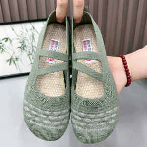 Giày Vải Bắc Kinh Mùa Hè Thoáng Khí Thoải Mái Cho Nữ Đế Mềm Chống Trượt Lưới Giày Một Bước Thoải Mái Cho Mẹ