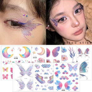 Dorisna Fairy สติ๊กเกอร์รอยสักเงาปีกผีเสื้อกันน้ำตาใบหน้าร่างกายมือลายสักปลอมศิลปะสำหรับผู้หญิงแต่งหน้าเต้นรำเทศกาลดนตรี