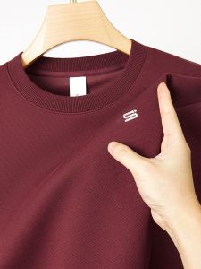 Spring 2025 Mens Thin Long Sleeve Sweatshirt Embroidered Letter Fashion Brand Red Lucky Year Clothing Loose Fit Urban Style