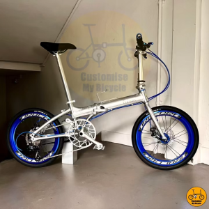 Fnhon Blast 20” 𝗠𝗥𝗧/𝗕𝘂𝘀-𝗳𝗿𝗶𝗲𝗻𝗱𝗹𝘆 𝗟𝗶𝗴𝗵𝘁𝘄𝗲𝗶𝗴𝗵𝘁 Foldable Bicycle Polished Silver Blue Tiralpro 9 Speeds