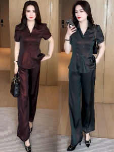 ชุดสองชิ้นแฟชั่นฤดูร้อนสำหรับผู้หญิง คอโปโลแขนสั้นกระโปรงทรงหลวม เอวสูง ทรงหลวม เอวสูง ทรงเข้ารูป เอวสูง ทรงเข้ารูป