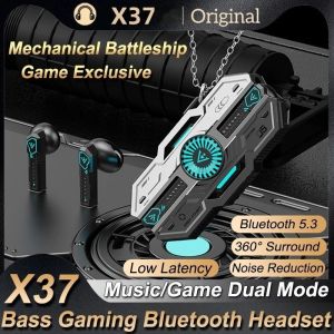 ♥100% ผลิตภัณฑ์ดั้งเดิม + Gratis Ongkir♥หูฟังบลูทูธเล่นเกม TWS ใหม่2025หูฟังไร้สายลดเสียงรบกวน X37ด้วยความจุแบตเตอรี่ขนาดใหญ่