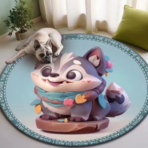 round Pet Mat PVC Leather Waterproof Wipe Clean Non-Washable Carpet Anti-Slip Simple Modern Living Room Floor Rug Pad