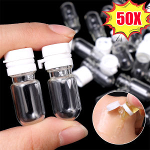 ขวดใส่มาสคาร่าเครื่องสำอางบำรุงผิวแบบเหลวน้ำมันบำรุงผิว Essential เดินทางได้หมวกคุลมอาบน้ำขวดแก้วขนาดเล็กแปรงล้างเครื่องสำอาง1.5มล. 50ชิ้น