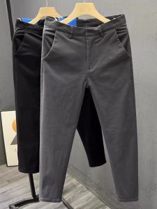 Mens Slim Fit Casual Cotton Pants Nine Points Small Foot Spring Autumn Fashion Comfortable Business Leisure Trousers