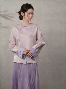 JK&JS | Áo Khoác Thiết Kế Pha Lụa Tơ Tằm Jacquard Màu Đối Chọi