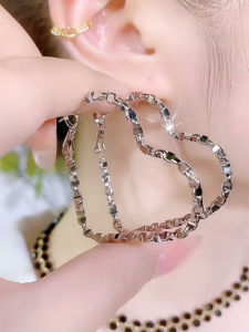 925 Sterling Silver Heart Shaped Earrings Womens Fashion Exaggerated Design Alloy Ear Jewelry Fresh out Style Dangle Earring