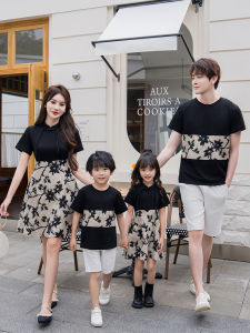 New Chinese Style Hanfu Family Matching Summer Dresses Short Sleeve Set Mother Daughter Skirt Casual Cotton for Three Generations