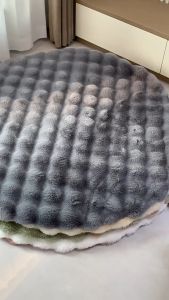 Thảm tròn bằng vải nhung bong bóng Gối ban công lông thỏ giả Dùng trang trí nhà cửa cho trẻ em Phòng khách Thảm lông giả Phòng ngủ cho bé gái Thảm Tatami