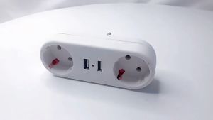 Stop Kontak USB Dual Port EU Plug Flame Retardant 16A 250V - TM4 putih TOMADA