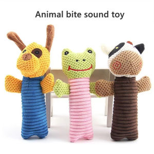 Pet Dog Plush Sounding Toy Squeaky Toys Non-Toxic Chew Toys Teeth Cleaning Dog Accessories (Cow/Dog/Frog)