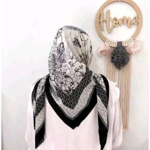 Kerudung segiempat voal full motif mewah dan elegan series hijau 2024