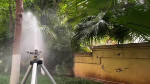 YAMATIC Impact Sprinkler on Adjustable Tripod Base 360 Degree Large Area Adjustable Pulsator Sprinkler for Lawn Yard and Grass Irrigation Spray up to 20-90ft(Zinc Head)