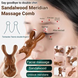 [Say Goodbye To Double Chin] Meridian Massage Comb Natural Scraping And Dredging Device Help Blood Circulation 檀木经络按摩梳