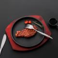 Cast Iron Frying Pan Steak Plate Chassis Iron Pan Commercial Rectangular Iron Dish Steak Frying Pan Tableware Suit. 