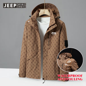 JEEP SPIRIT Mùa Xuân Và Mùa Thu Rush Coat Mũ Trùm Đầu Chống Nước Chống Gió Thể Thao Ngoài Trời Cho Nam Và Nữ Có Thể Tháo Rời Bộ Đồ Leo Núi