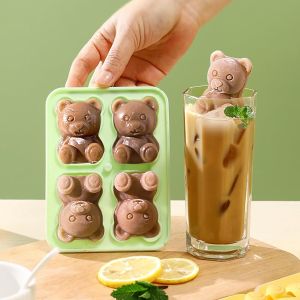Cute Teddy Bear Ice Cube Silicone 3D Bear Ice Cube Tray Making Mold Halloween Splash-proof And Easy To Fall Off For Coffee Freez