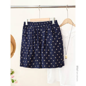 XIAOER | Quần Shorts In Hình Chấm Cho Phụ Nữ 100% Ramie / 100% Cotton Lót