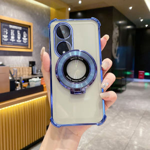 OPPO Reno8T Luxury Creative Magnetic Absorption Stand Case Full Protection Ultra-Thin Soft Shell Fashion Electroplated Design