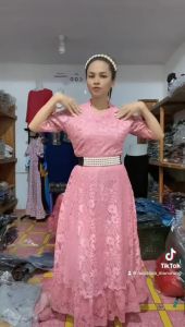 Long Dress Pesta Brokat Mewah 9990 LD 100 cm