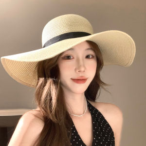 Cgediao | หมวกชาวประมงสไตล์ฝรั่งเศสย้อนยุค หมวกชายหาดฤดูร้อนสำหรับผู้หญิง หมวกปีกกว้าง หมวกทรงกลม หมวกป้องกันแสงแดด หมวกหญ้าชายหาด