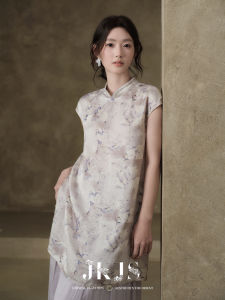 JK&JS | Artificial Silk Elegant Floral Print Womens Summer Dress Short