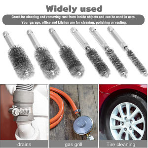 LoviRa tainless Steel Wire Cleaning Brush with Handle 1/4Inch Hex Shank for Power Drill Impact Driver