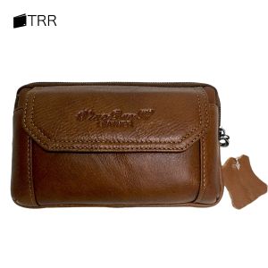 THAILEATHERGOODS กระเป๋าหนังแท้ กระเป๋าร้อยเข็มขัดคาดเอว ใส่สมาร์ทโฟน รุ่นฝากระดุมแม่เหล็ก(แถมกระเป๋าสตางศ์1ใบ)