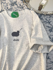 Áo Thun Cotton Tay Ngắn Dáng Rộng Màu Trắng Cho Nữ Mùa Hè 2025 Phong Cách Mới Của like Star Inking Casual Cotton