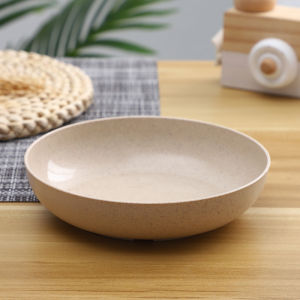 Japanese Style Deep Wheat Plastic Bone Dish Serving Plate for Home Use Snacks And Fruits 5 10 Pieces Set round Shape Everyday Gift