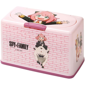 Cartoon Style Tissue Box Mask Storage Base with Spring Dustproof Plastic Material Cover Included Home Organization Tool