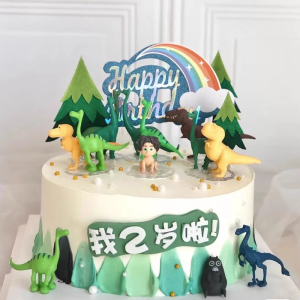 Dinosaur Cake Decoration Boy Baby Dinosaur Figurine Childrens Birthday Cake Toppers Boys Themed Forest System Plaque