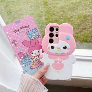 Sanrio | 3D Fork Angry Melody Phone Case For Samsung Galaxy S20 S21 S22 S23 S24 S25 S26 Plus Ultra FE A15 A16 A53 A57 Cartoon Back Cover