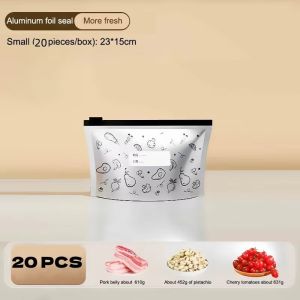 【Local stock】30PCS Reusable Aluminum Foil Sealable Storage Bags - Airtight Zipper Lock with Write-On Labels for Food Preservation Vegetables Fruits Meat in Fridge Freezer Pantry