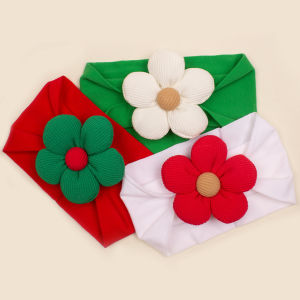 3Pcs Knit Flower Baby Headbands Soft Stretch Girls Hair Accessories For Holiday Daily Wear Newborn Photoshoot Outfit
