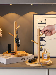 Entrance Hallway Bamboo Key Storage Box Real Wood Key Holder Ornament for Doorway Shoe Cabinet Simple round Shape Home Organizer